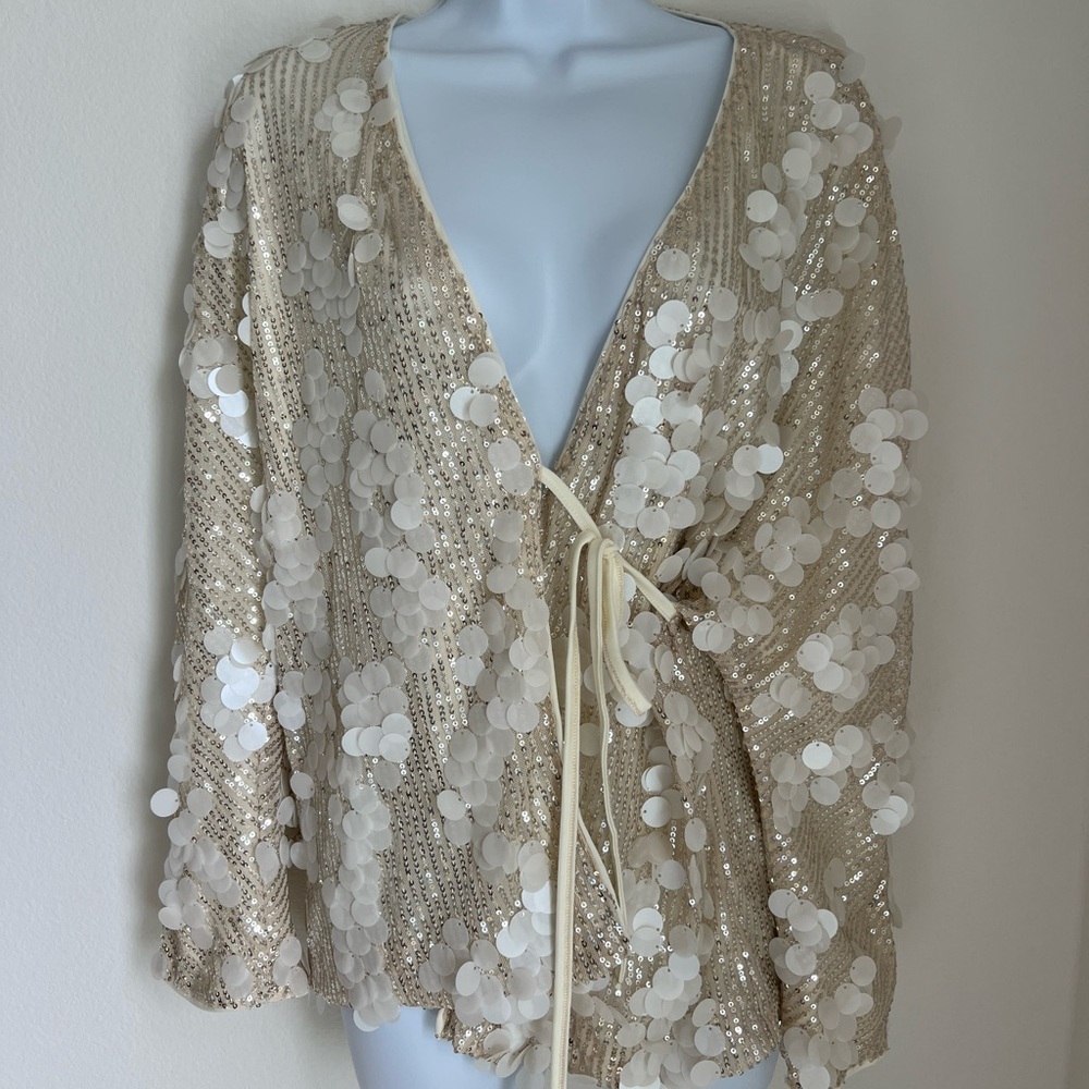 On Twelfth Beaded Sequin Wrap Jacket